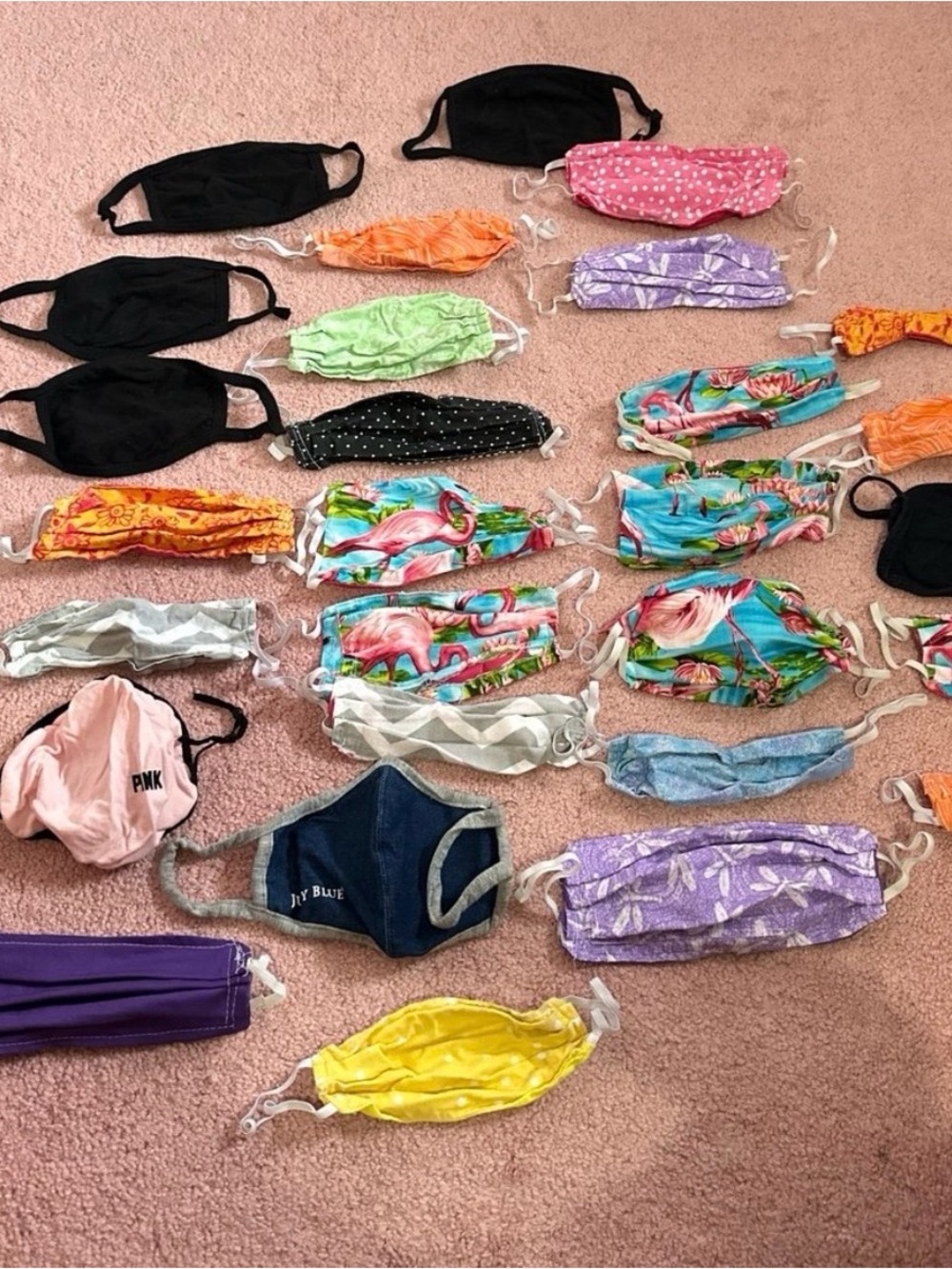 Mixed Assorted Cloth Face Mask Lot - Bright Floral & Solid Colors